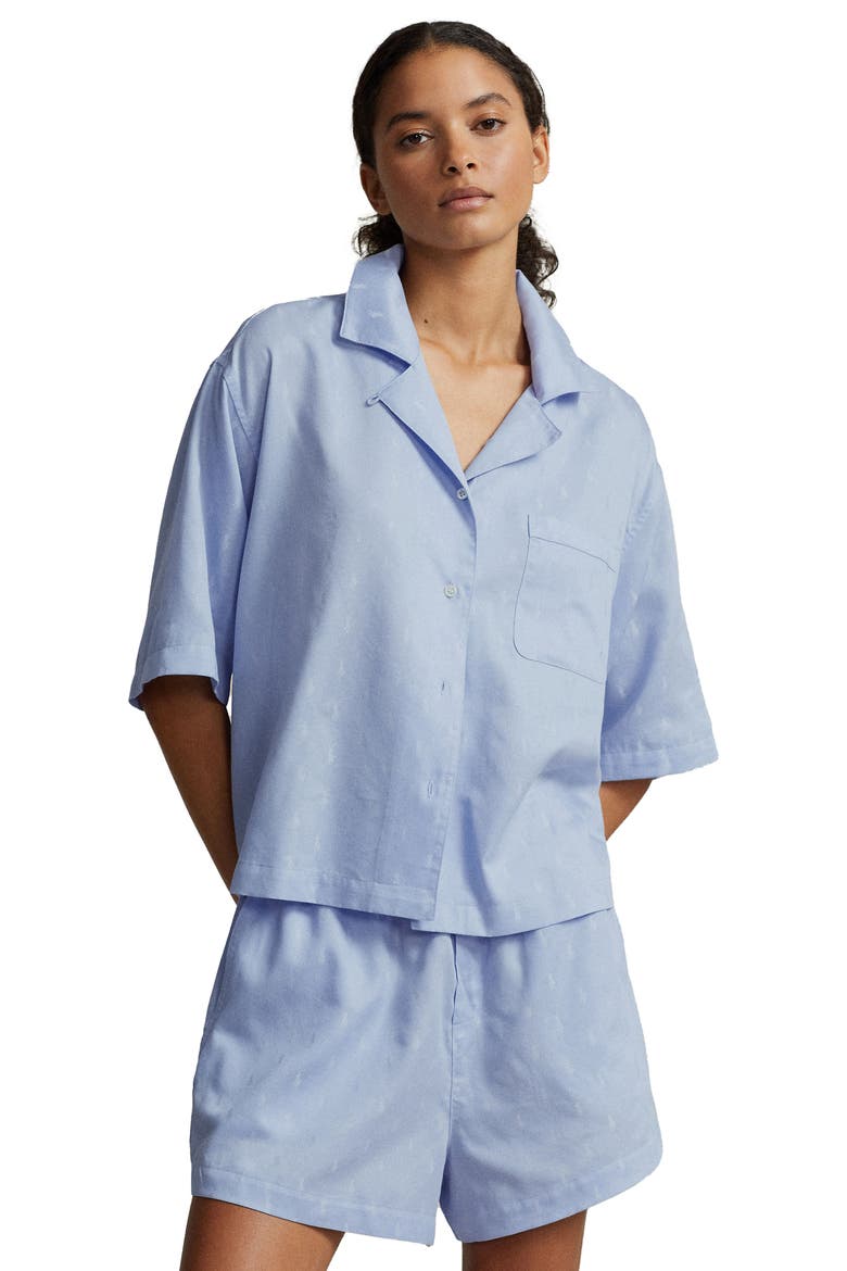Pony Logo Short Pajamas, Alternate, color, BLUE
