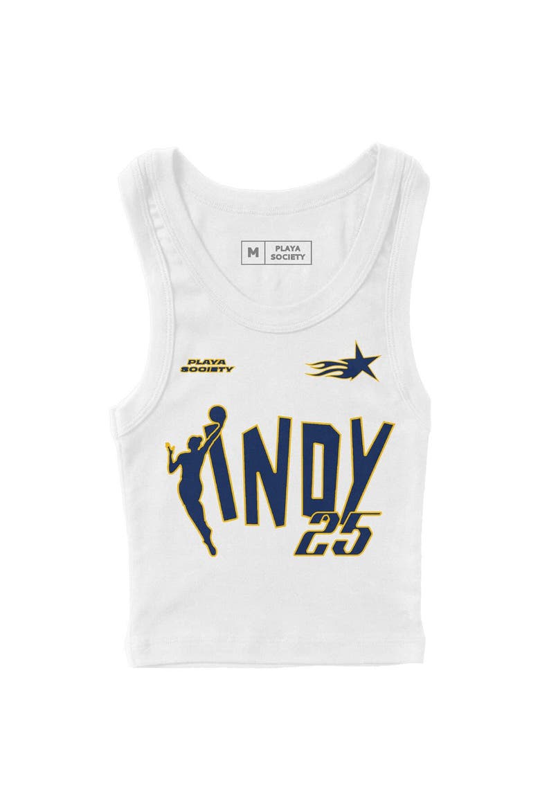 Unisex Playa Society White 2025 WNBA All-Star Game Indy Cropped Ribbed Tank Top, Alternate, color, White