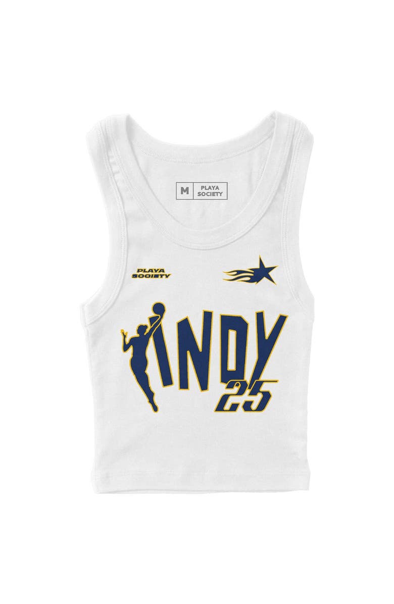 Playa Society Unisex Playa Society White 2025 WNBA All-Star Game Indy Cropped Ribbed Tank Top, Alternate, color, White