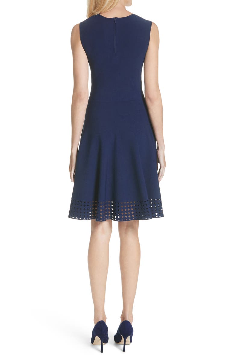 Akris punto Eyelet Fit & Flare Dress, Alternate, color, 
