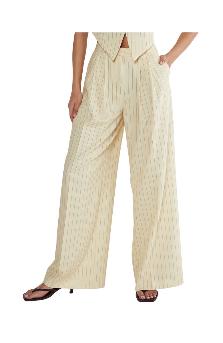 NASTY GAL Pinstripe Tailored Pants, Alternate, color, Butter