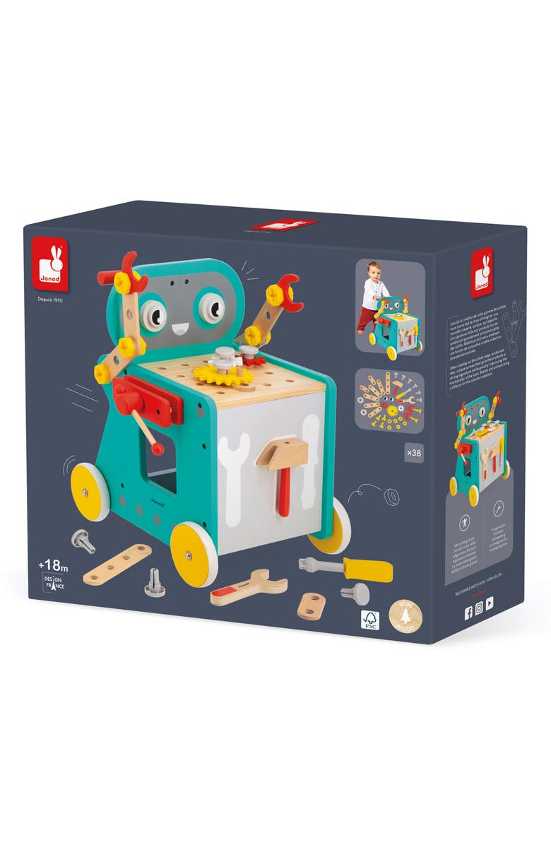 Janod Brico Magnetic Toy Robot Cart Playset, Alternate, color, Green