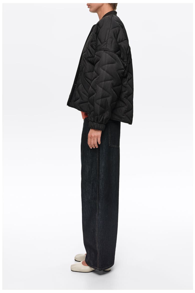 Padded Bomber Jacket, Alternate, color, BLACK
