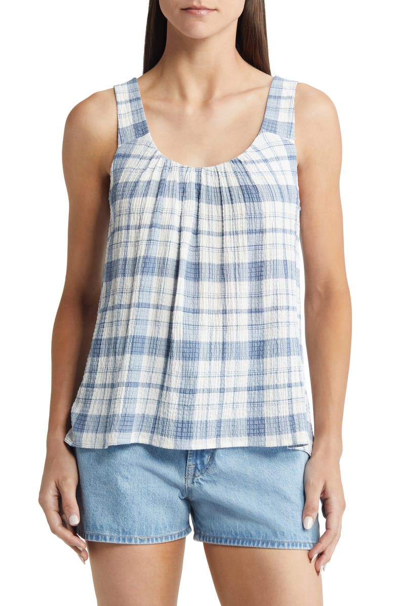 Caslon<sup>®</sup> Plaid Cross Back Woven Tank, Main, color,
