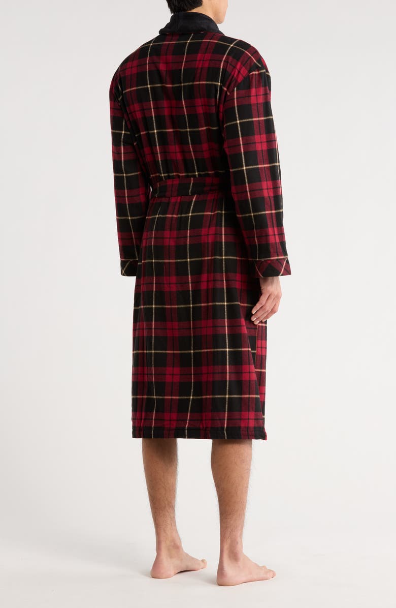 Majestic International Fleece Lined Plaid Flannel Robe, Alternate, color,