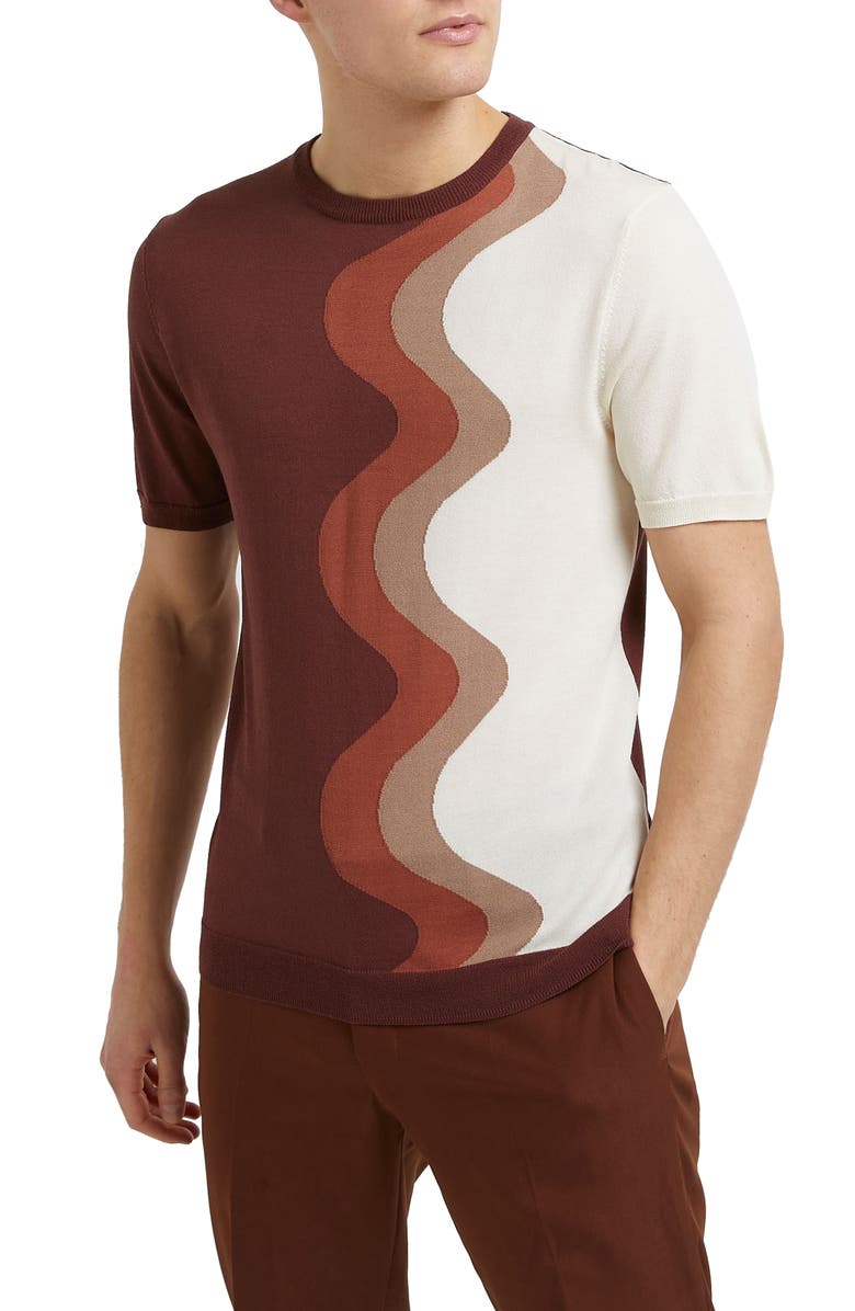River Island Swirl Stripe Short Sleeve Sweater, Main, color, 