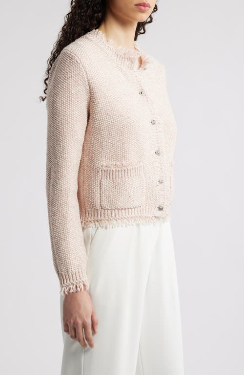 Kobi Halperin Emorie Fringe-trim Tweed Knit Jacket In Light Pink Multi