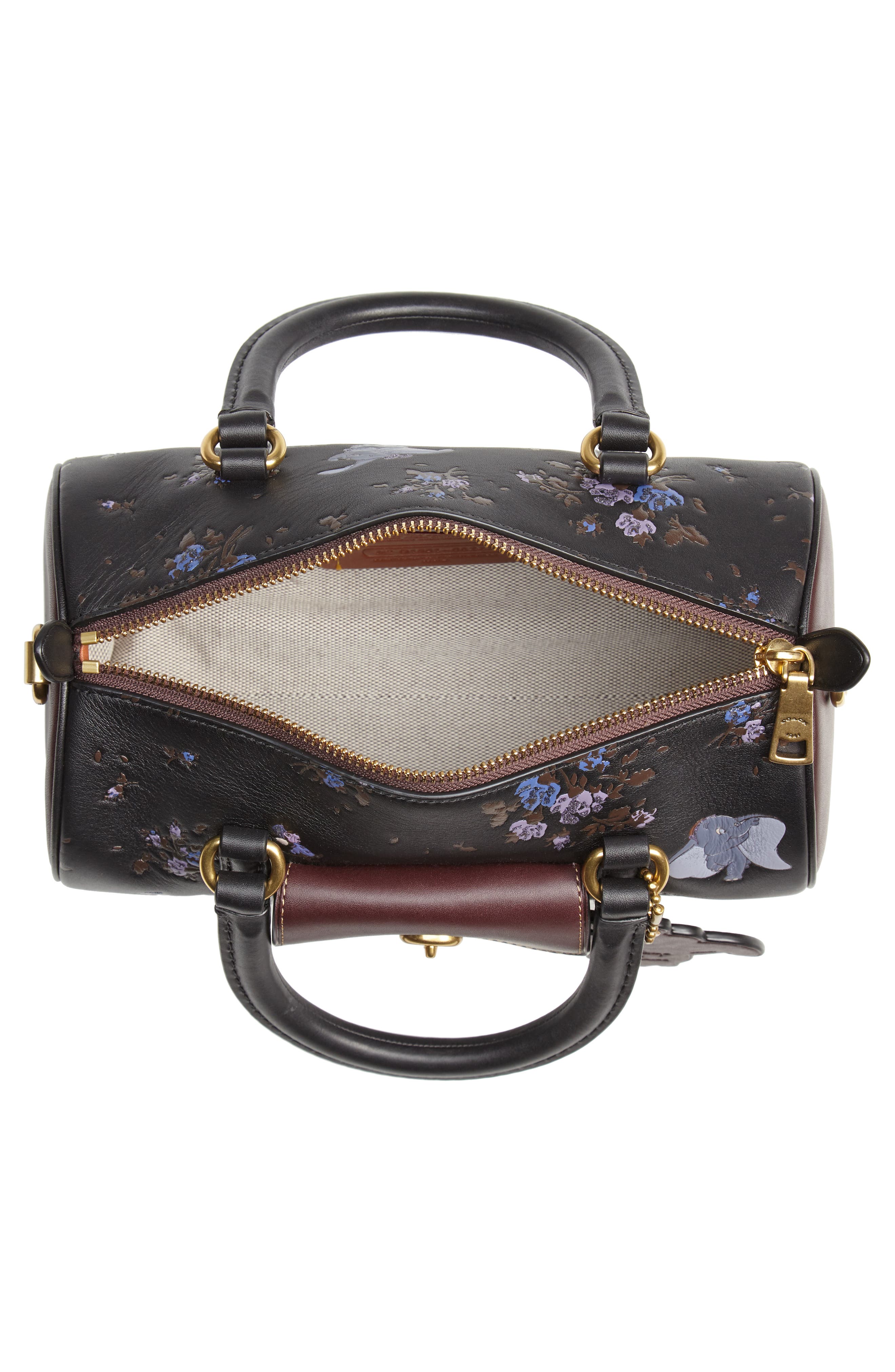 Disney x COACH Dumbo Leather Barrel Bag, Alternate, color, BLACK
