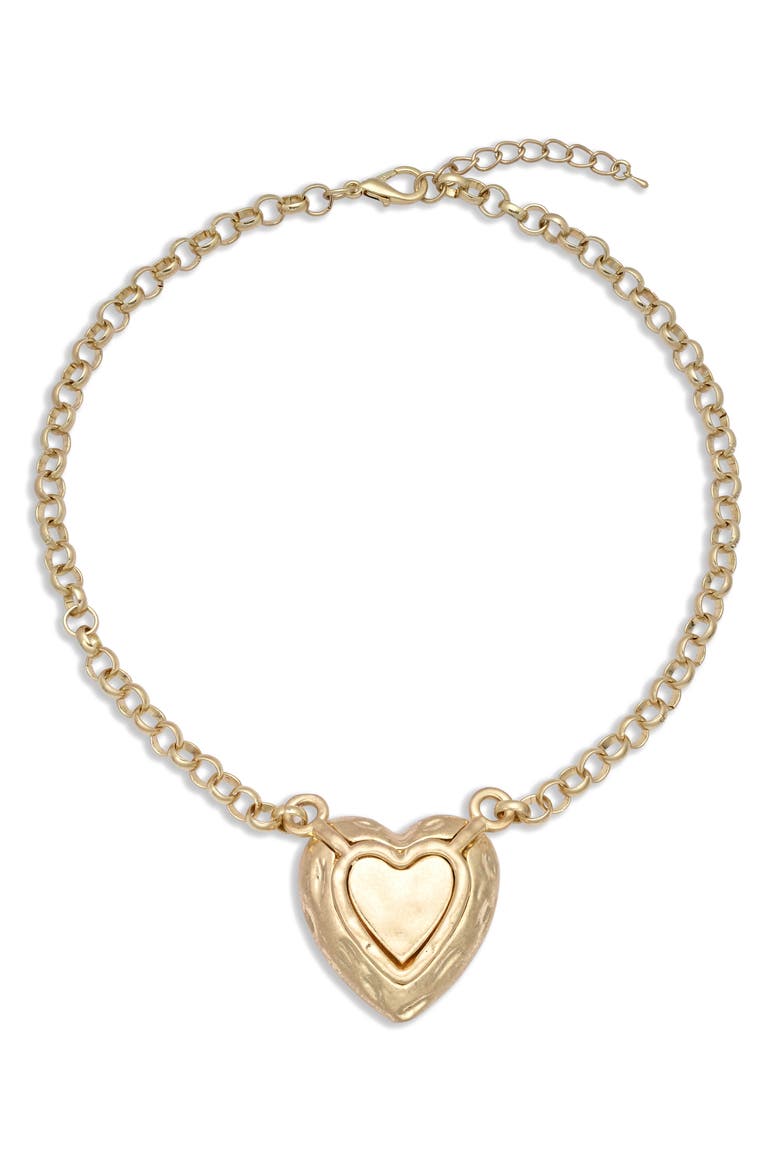 Stefanie Heart Charm Pendant Necklace, Alternate, color, GOLD