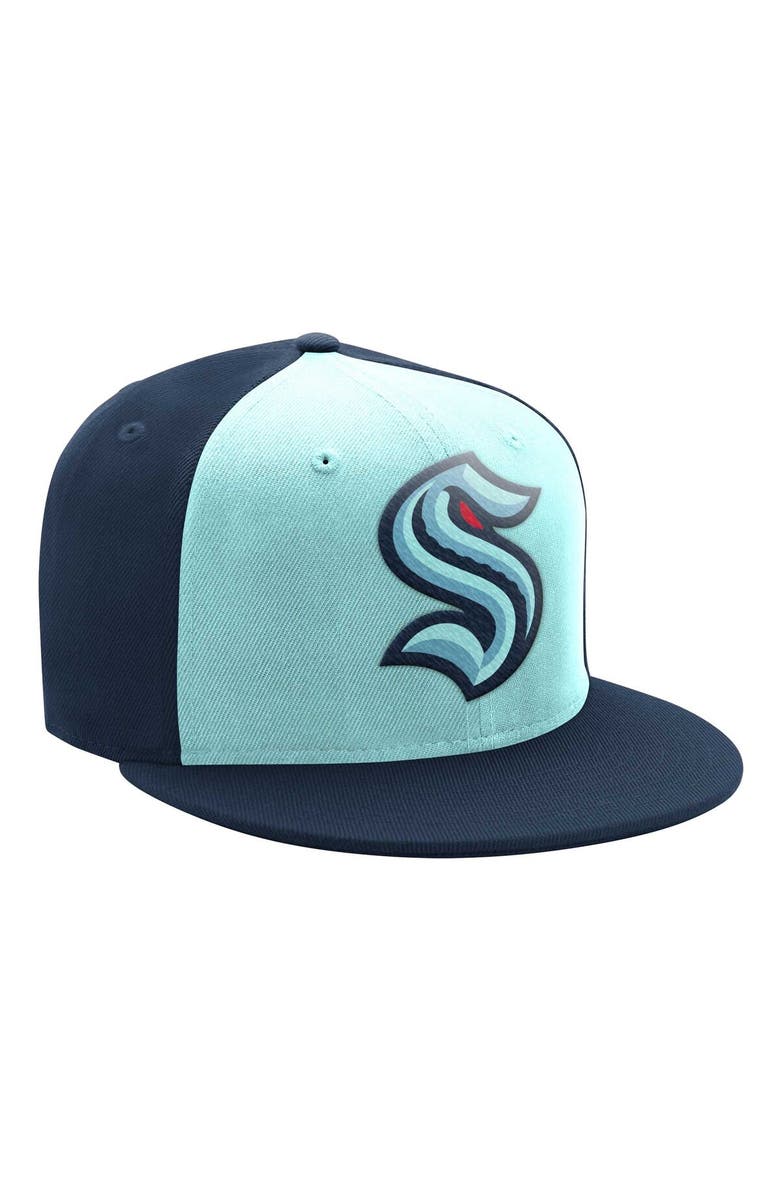 STARTER Men's Starter Light Blue/Deep Sea Blue Seattle Kraken Logo Two-Tone Snapback Hat, Main, color, Light Blue