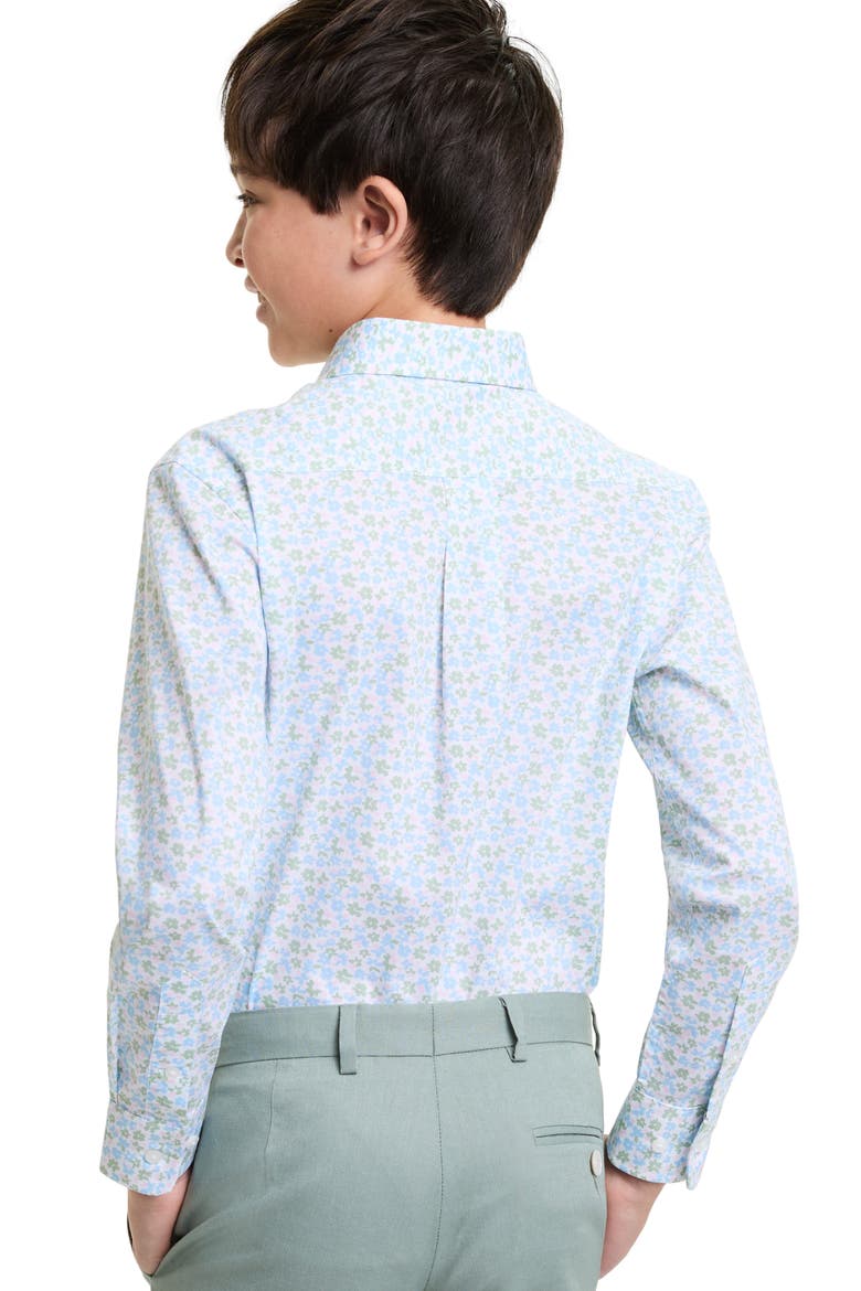 Kids' Floral Button-Up Shirt, Alternate, color, GREEN/ BLUE