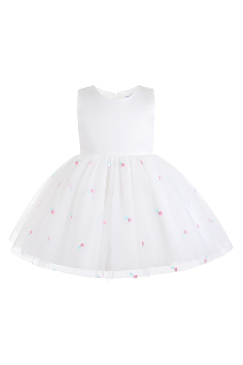 Eveloria Floral Tulle Bow Dress, Main, color, White
