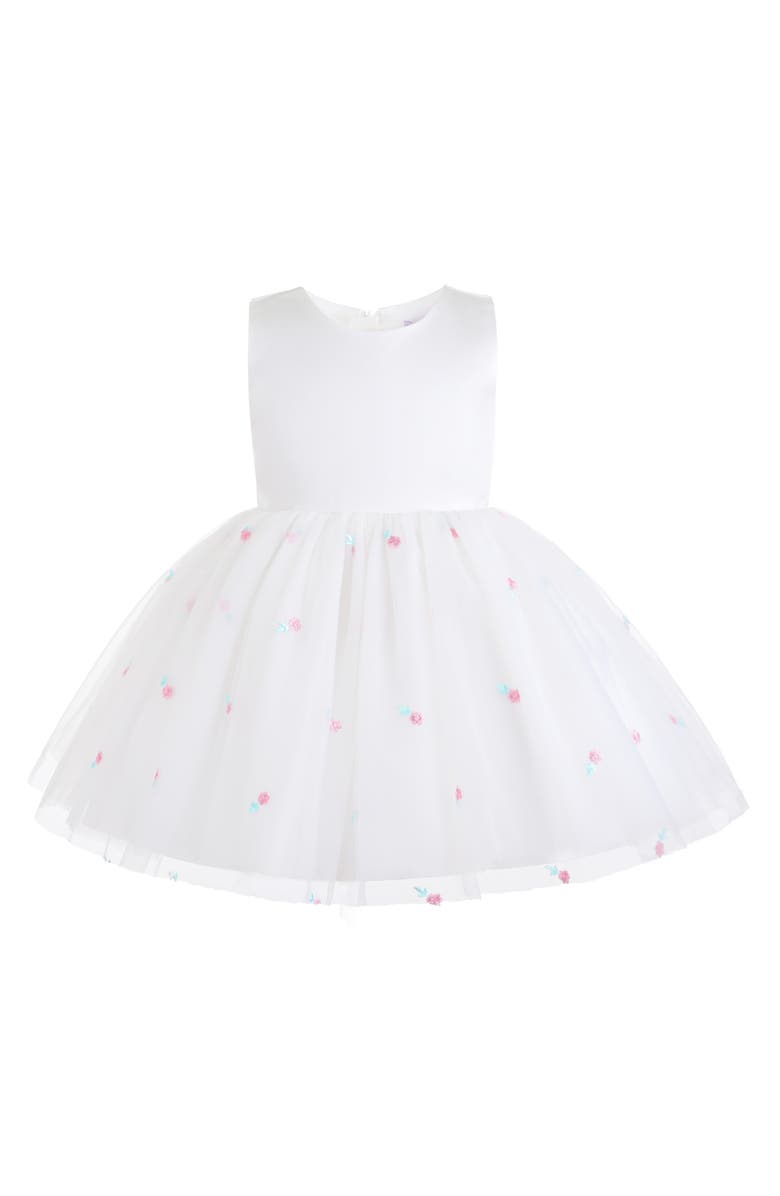 Mimi Tutu Eveloria Floral Tulle Bow Dress, Main, color, White