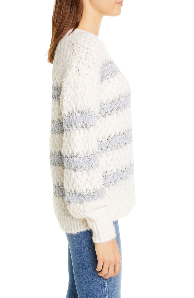 Rebecca Taylor Metallic Stripe Crewneck Sweater, Alternate, color,