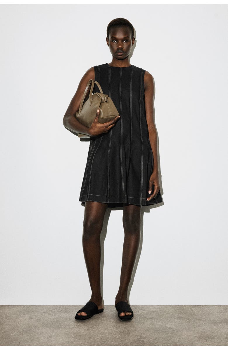 COS Sculpted Pleated Mini Dress, Main, color, Black