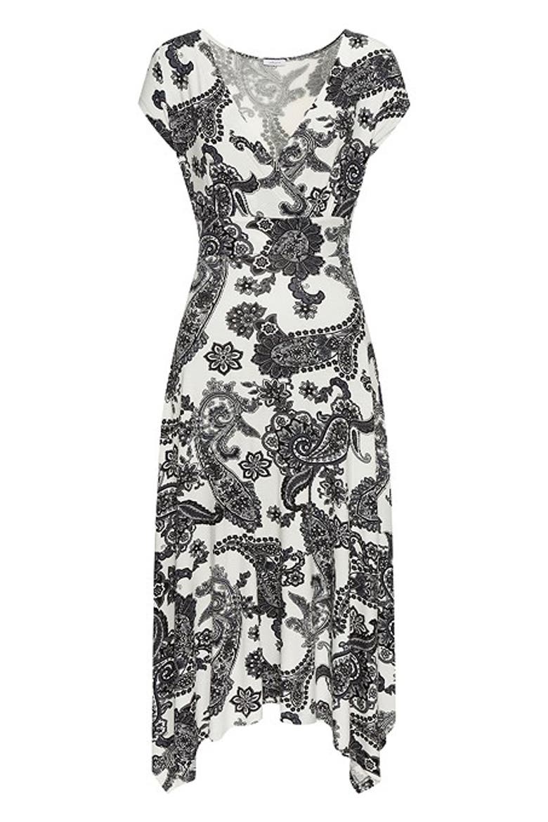 Women's Handkerchief Hem Dress, Alternate, color, Black & White