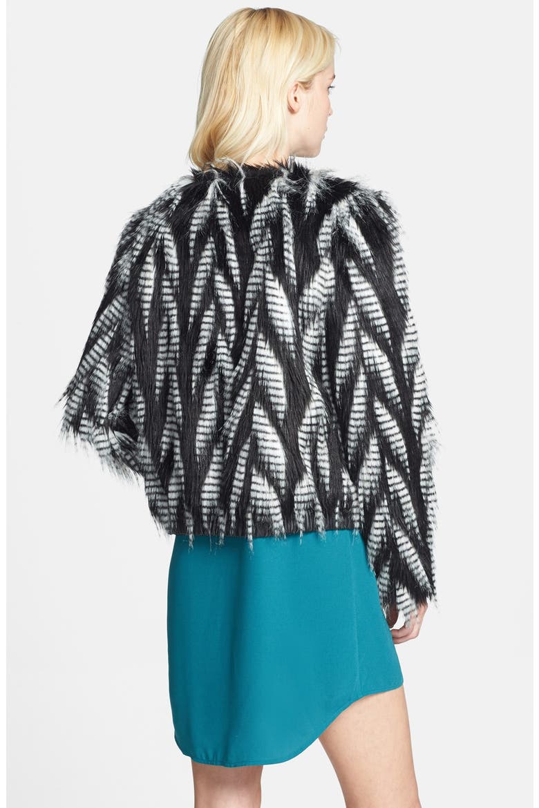 Faux Fur Jacket, Alternate, color, BLACK/ WHITE