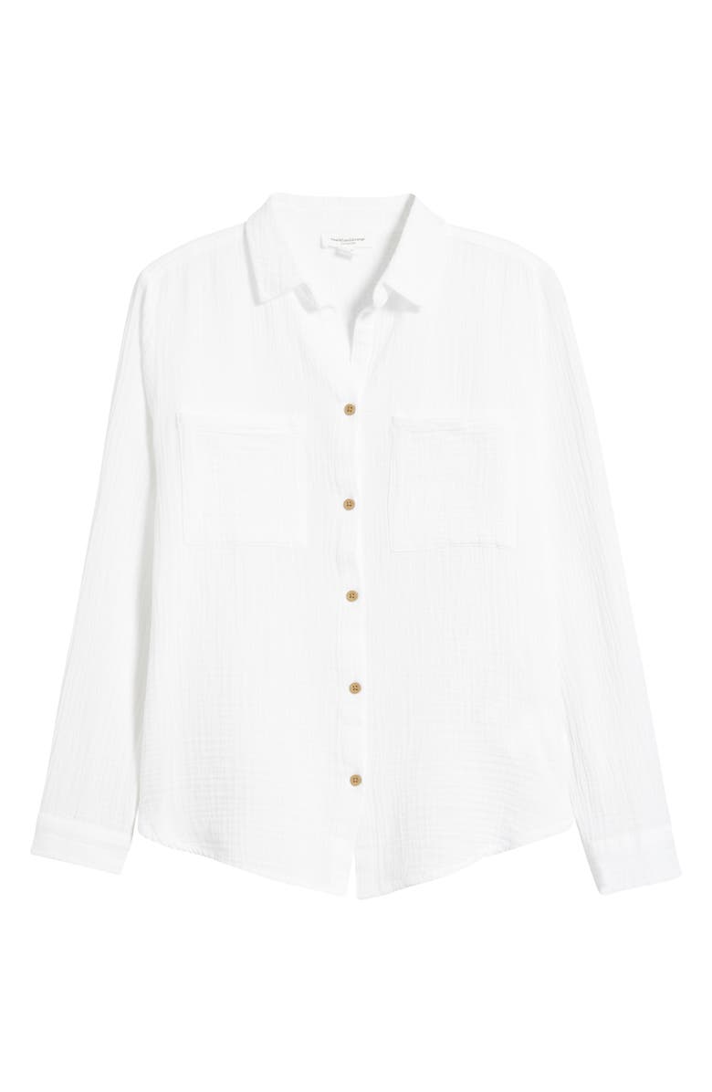 beachlunchlounge Micaela Cotton Button-Up Shirt, Alternate, color, 