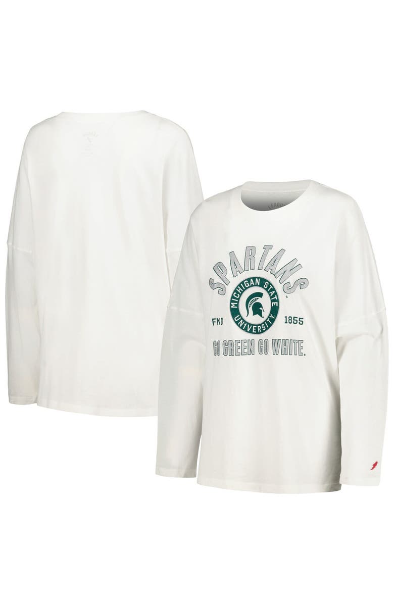 LEAGUE COLLEGIATE WEAR Women's League Collegiate Wear White Michigan State Spartans Clothesline Oversized Long Sleeve T-Shirt, Alternate, color, 
