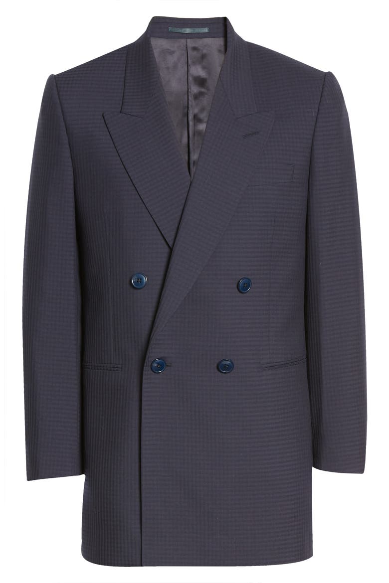 Bobby Double Breasted Wool Blazer, Main, color, NAVY CHECK