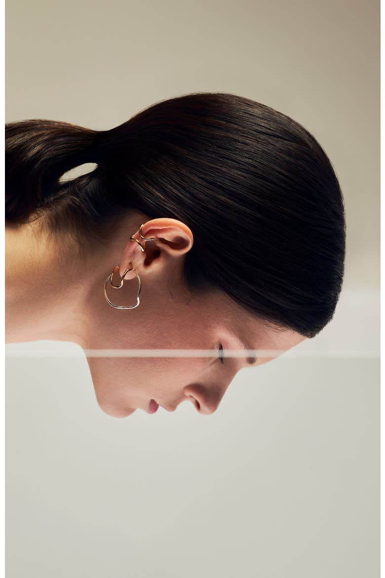 Noele wave hoops earrings large, Alternate, color, GOLD PLATE