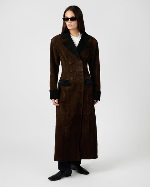 Premium Double Breasted Suede Coat