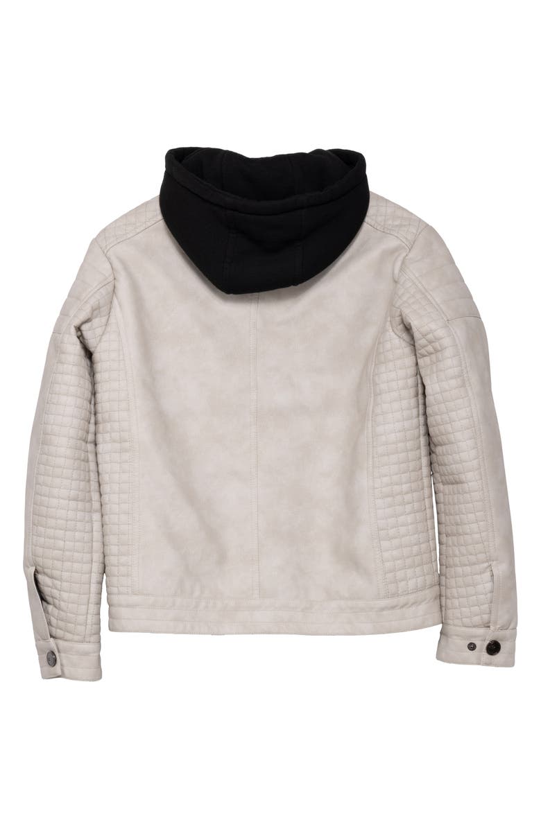 XRAY Kids' Hooded Faux Leather Moto Jacket, Alternate, color, Stone
