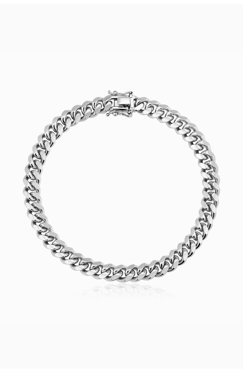 Oradina Mens In Command Cuban Statement Bracelet in Sterling Silver, Main, color, Silver