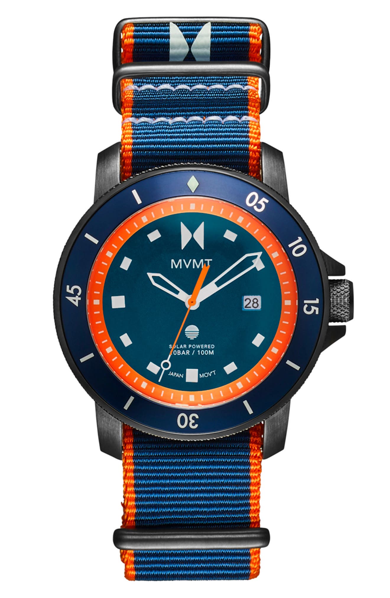MVMT Cali Diver Solar Nylon Strap Watch, 40mm