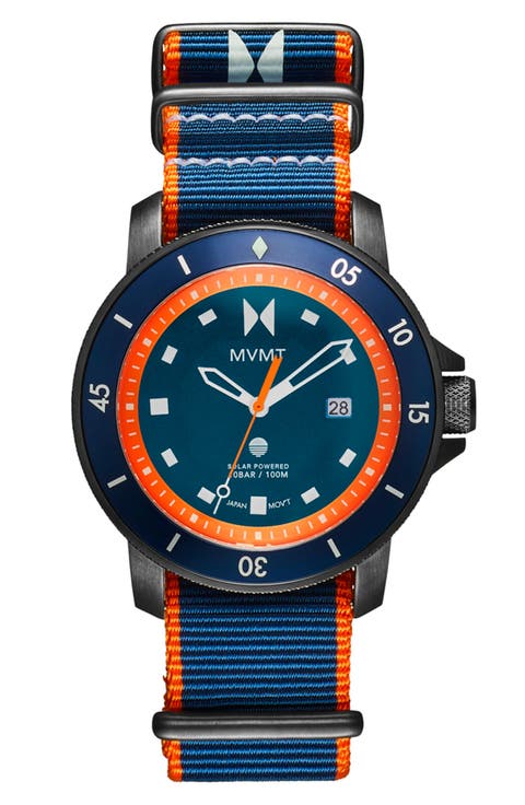 Cali Diver Solar Nylon Strap Watch, 40mm