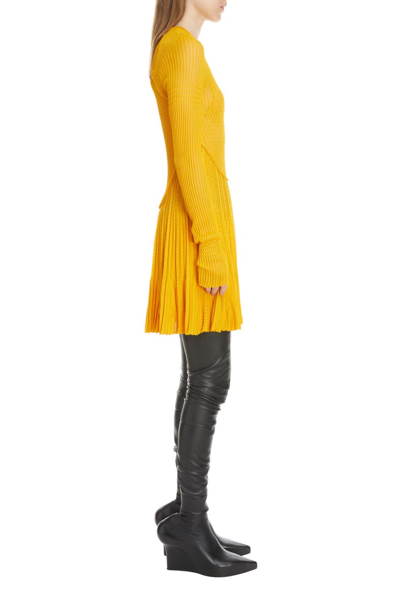 Textured Long Sleeve Knit Minidress, Alternate, color, GOLDEN YELLOW