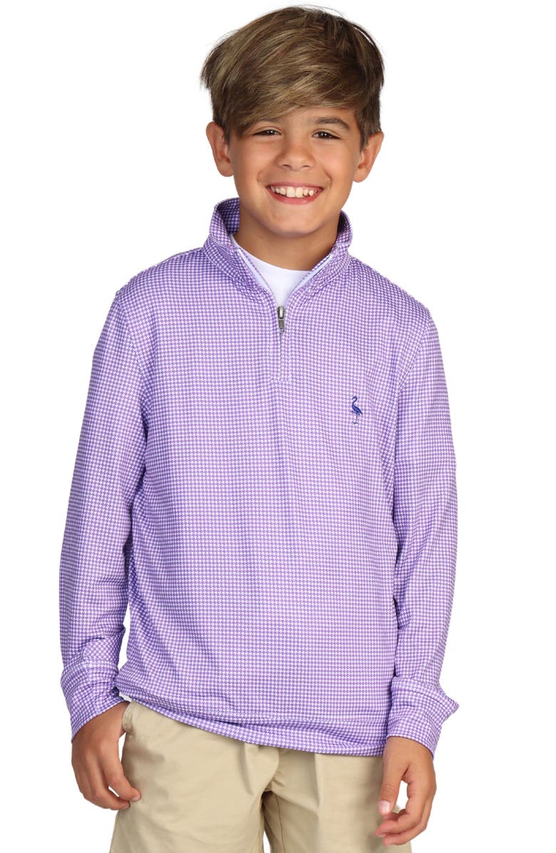 TailorByrd Kids' Houndstooth Quarter-Zip Pullover, Main, color, Purple