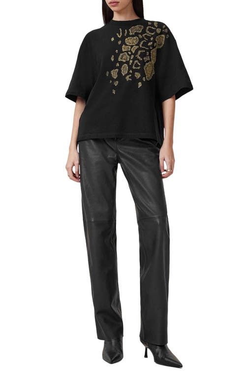 Allsaints Amelie Oversize Embellished Cotton Graphic T-shirt In Black