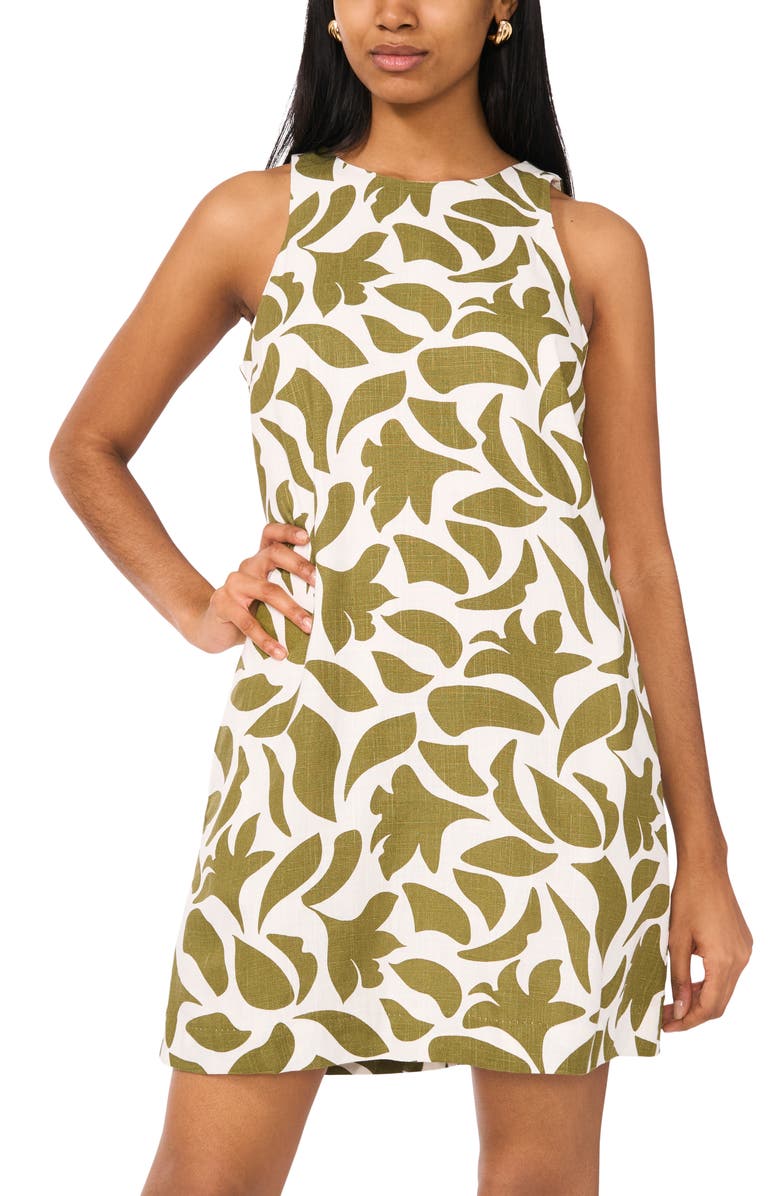 Halogen<sup>®</sup> Abstract Print Linen Blend Trapeze Minidress, Alternate, color, 