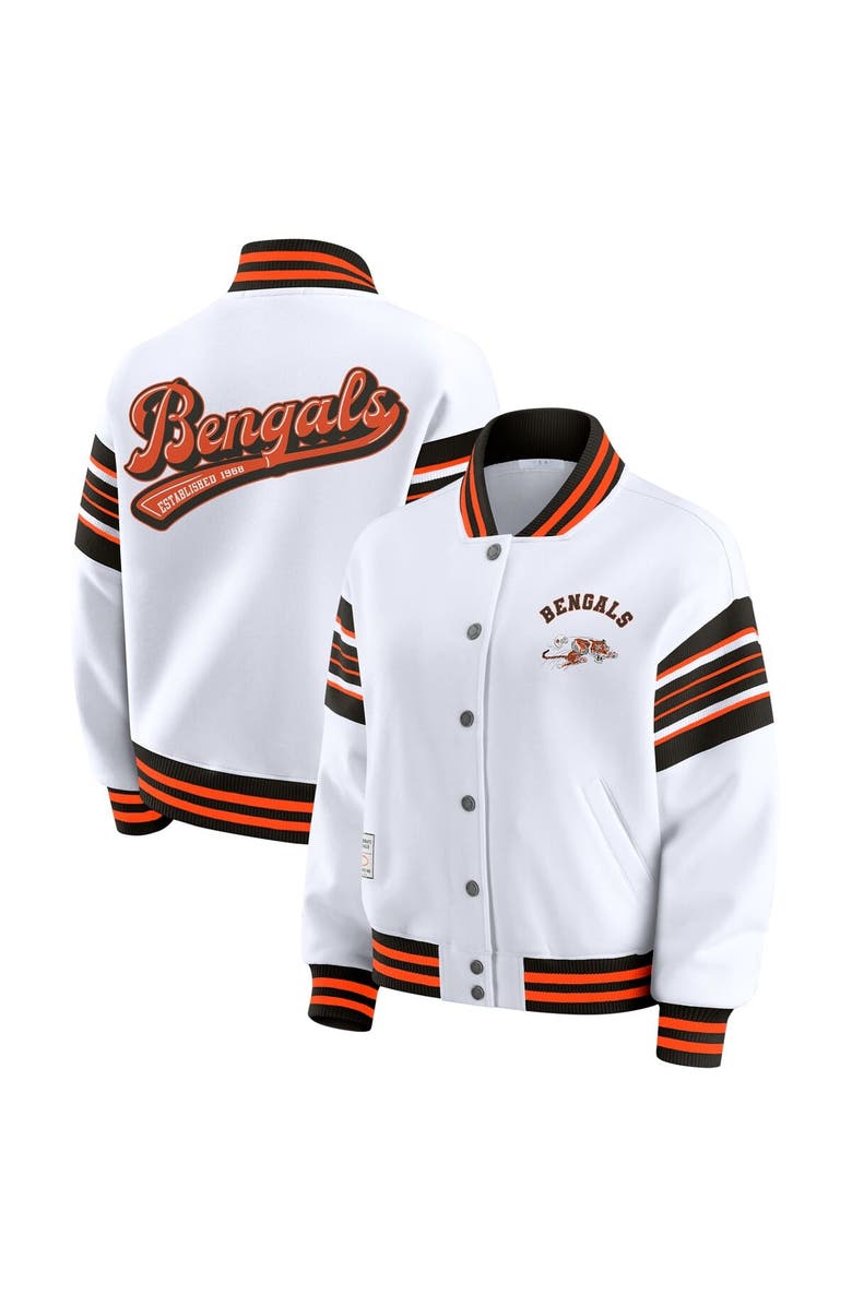 WEAR by Erin Andrews Women's WEAR by Erin Andrews White Cincinnati Bengals Full-Snap Fleece Sweatshirt Jacket, Main, color, White