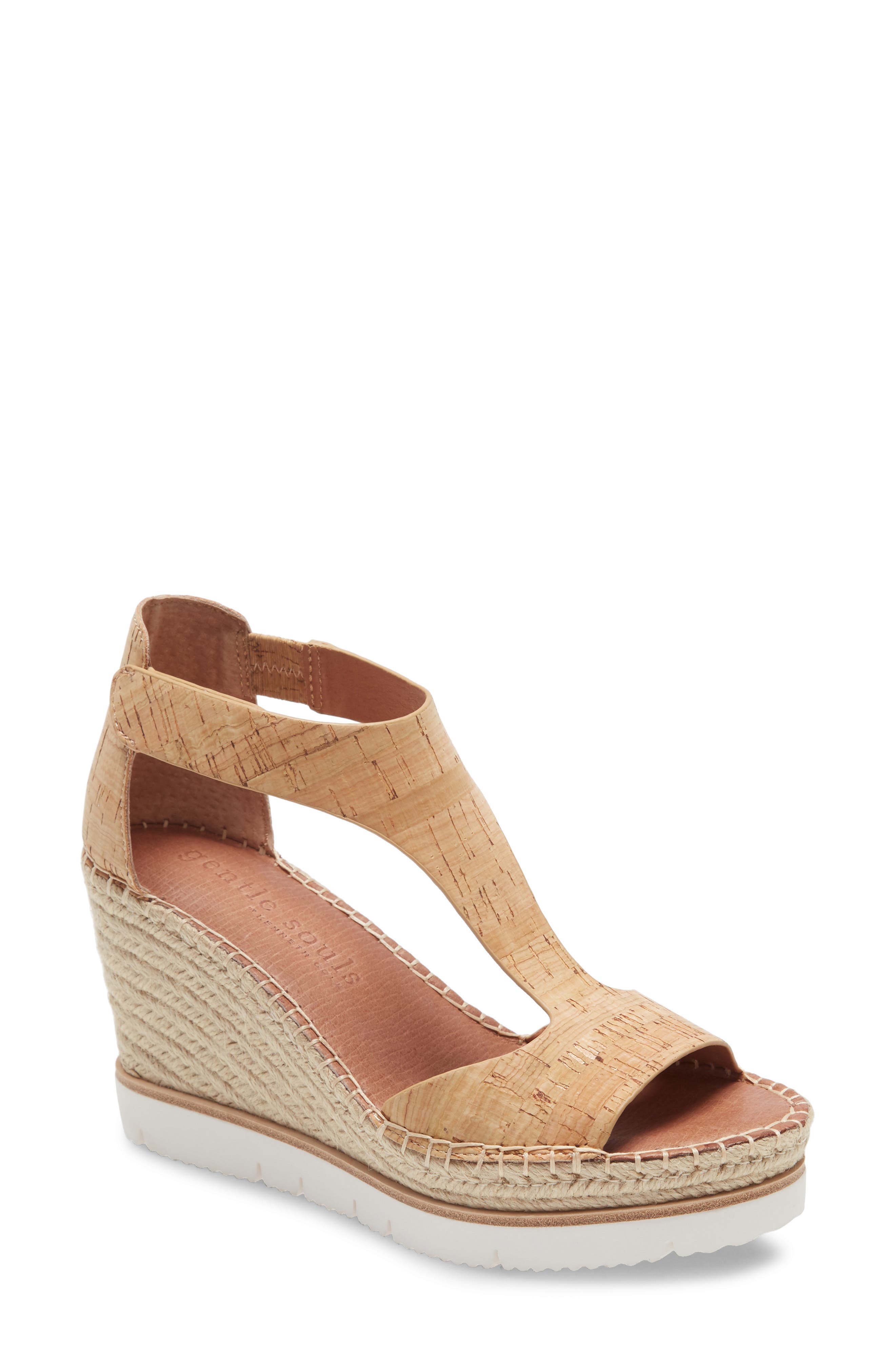 Signature Elyssa T-Strap Wedge Sandal, Main, color, NATURAL CORK