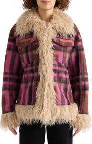 Scotch & Soda Jazz Faux Wool Shacket with Faux Fur Trim