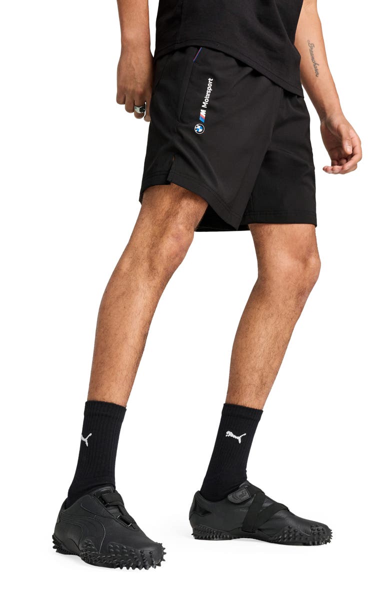 PUMA x BMW M Motorsport Essentials Graphic Shorts, Main, color, Puma Black