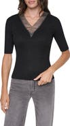 DKNY Crystal Embellished Metallic Sweater