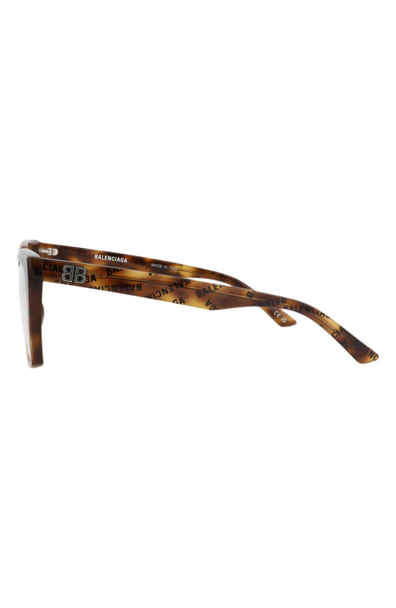 Balenciaga 53mm Rectangular Optical Glasses, Alternate, color, Havana Havana Transparent