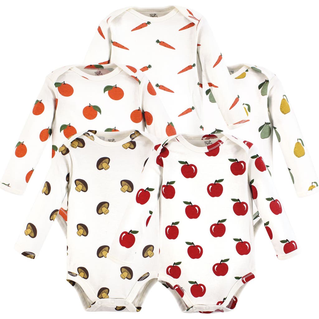 Touched By Nature Organic Cotton Long-sleeve Bodysuits In Multi