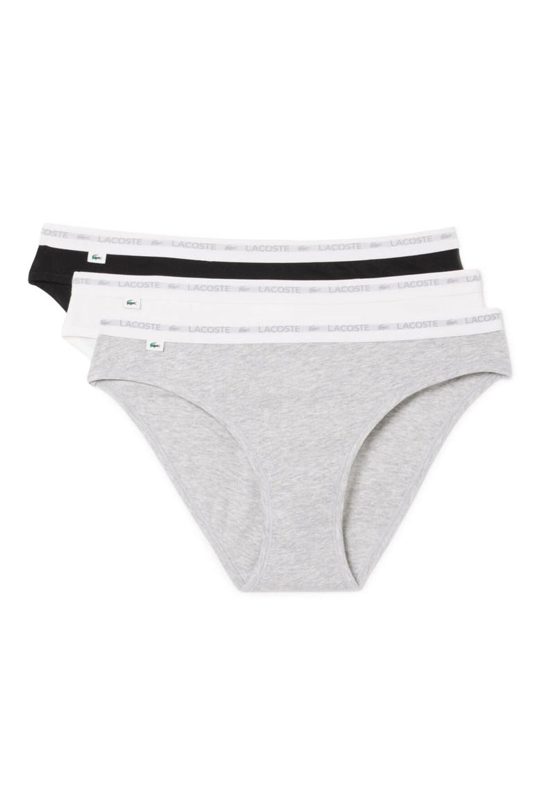 3-Pack Stretch Cotton Bikini Briefs, Main, color, BLACK/ WHITE/ SILVER CHINE