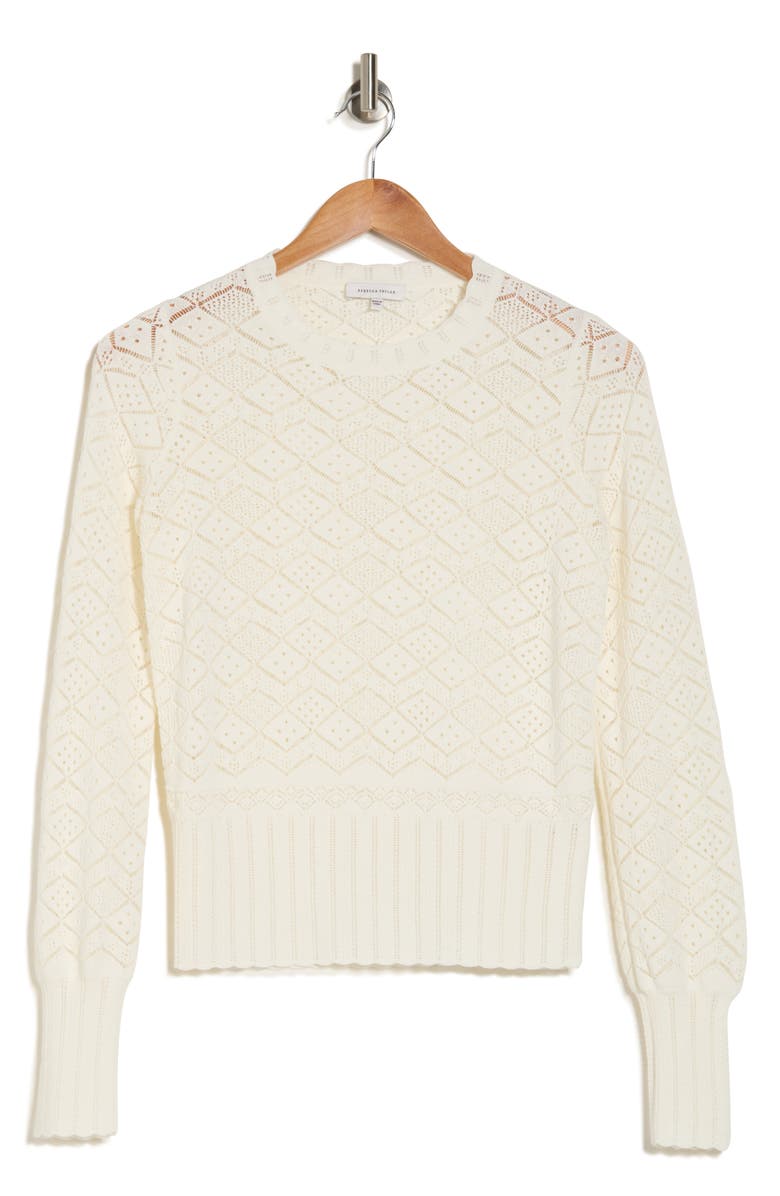 Rebecca Taylor Pointelle Stitch Sweater, Alternate, color, Full Moon