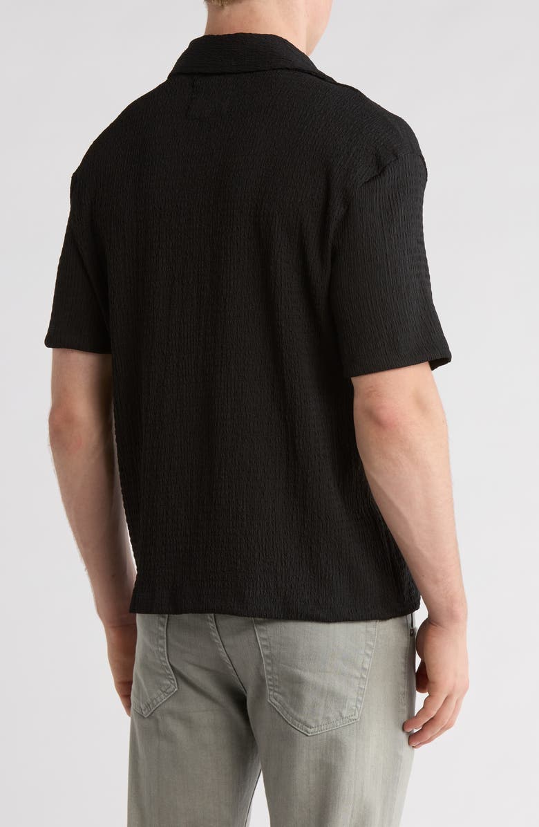 DENIM AND FLOWER Relaxed Fit Textured Camp Shirt, Alternate, color, Black