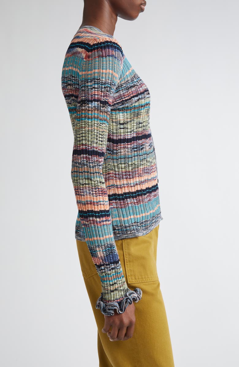 Ulla Johnson Lex Ruffle Space Dye Cardigan, Alternate, color, Azurite