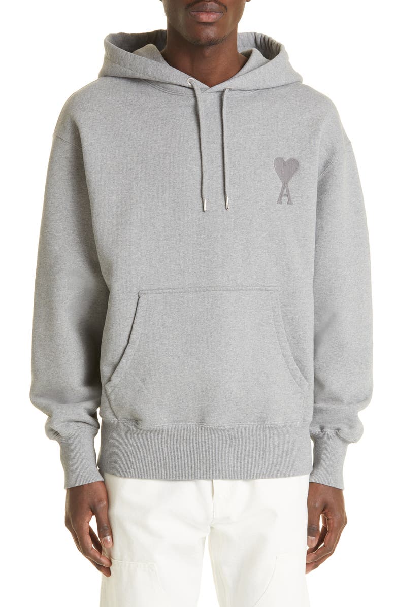 AMI PARIS Alexandre Mattiussi Ami de Coeur Embroidered Organic Cotton Hoodie, Main, color, 