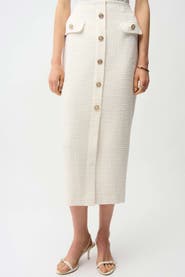 Joseph Ribkoff Bouclé Pencil Skirt With Gold Buttons