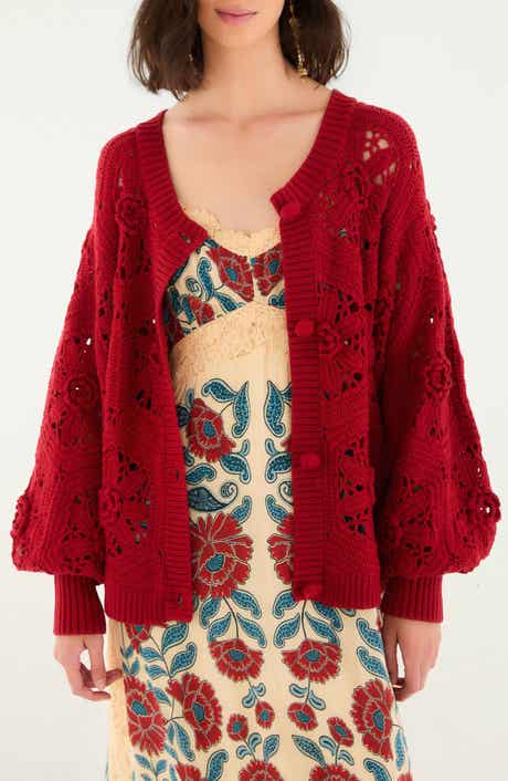 FARM Rio Floral Crochet Cardigan