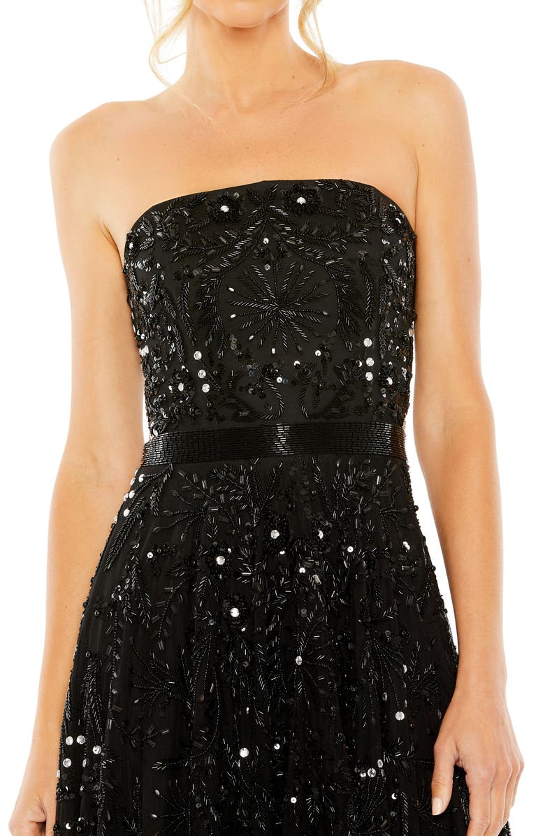 Mac Duggal Hand Embellished Strapless A Line Dress, Alternate, color, Black