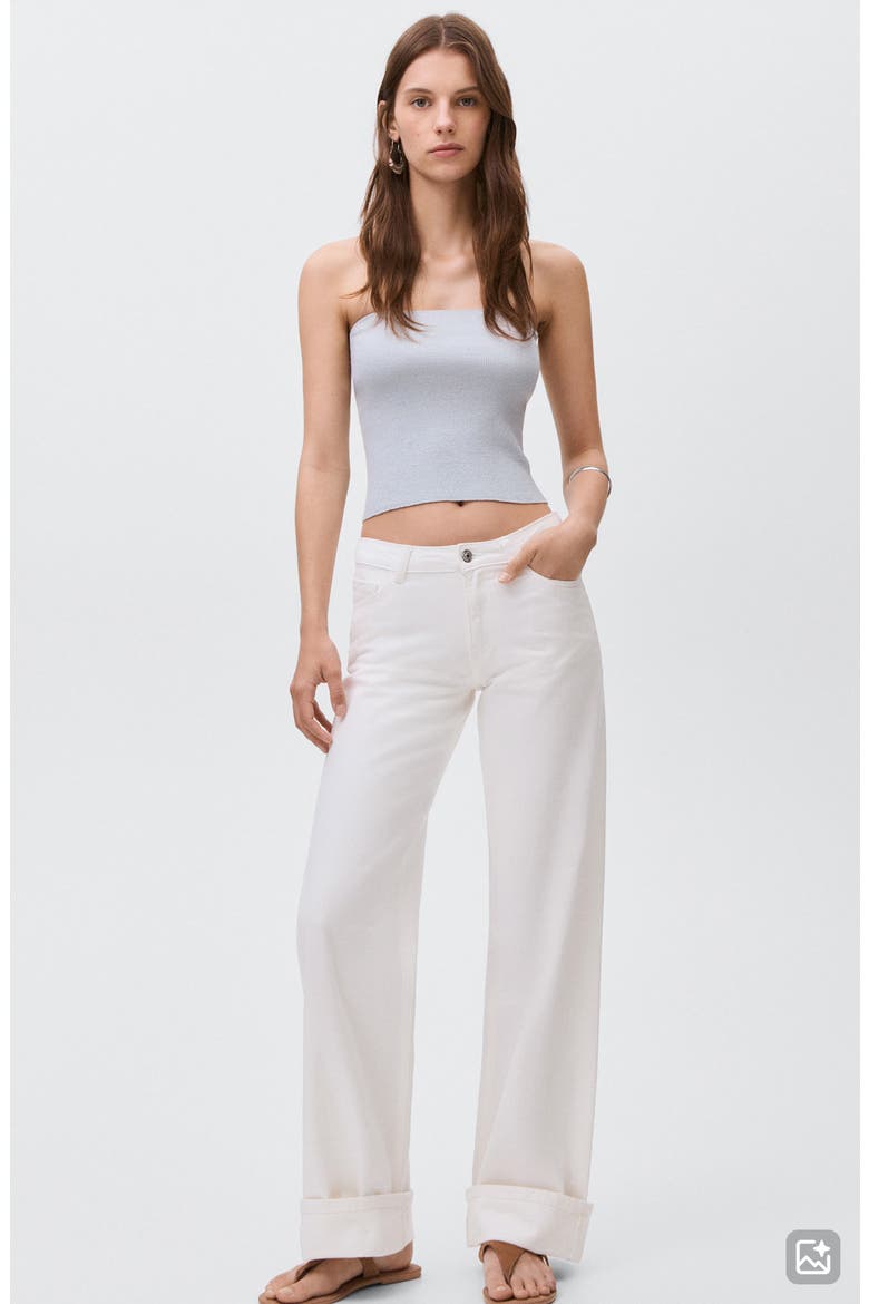 Cuff Hem Wide Leg Jeans, Alternate, color, OFF WHITE